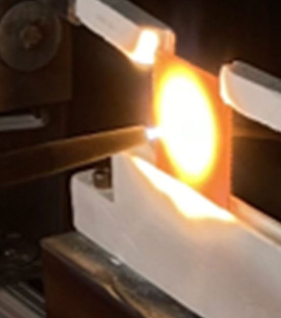 Torch testing a GA-EMS C/SiC composite panel at 3000˚F results in minimal ablation